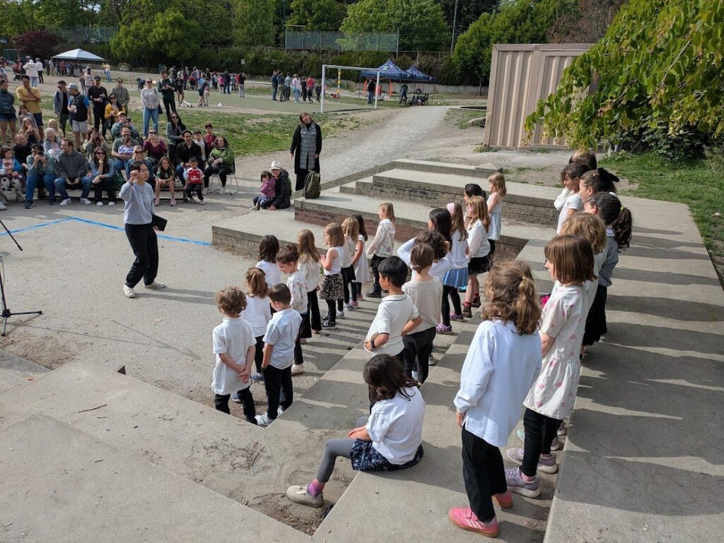 Children singing outside